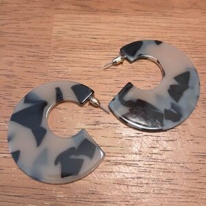 Chic Black and Cream Hoop Earrings